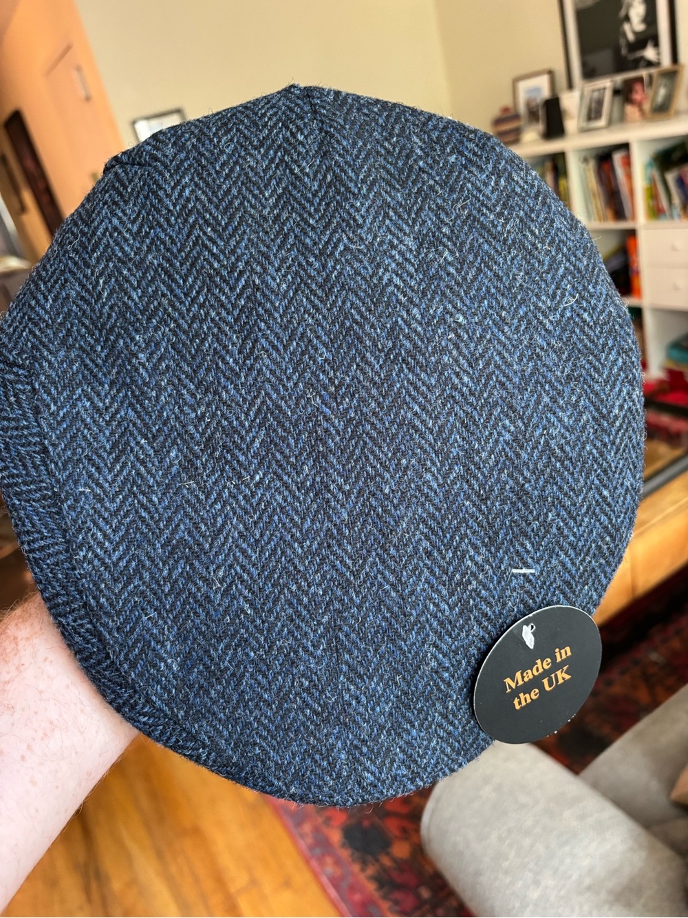 Herringbone Flat Cap - Blue/Gray